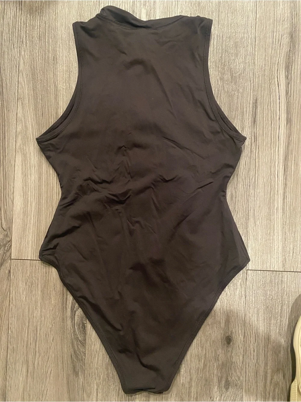 SKIMS Black Zip-Front Sleeveless Bodysuit